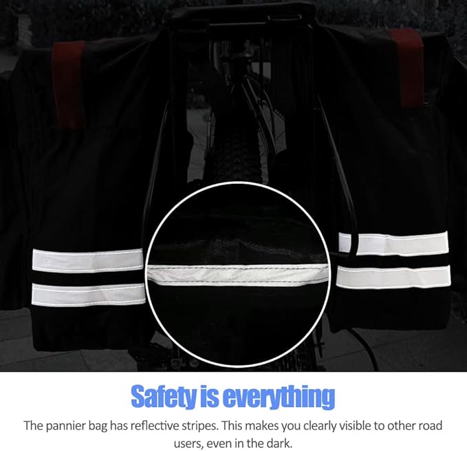 Bike Rear Rack Double Pannier Bag, 30L Waterproof Bicycle Trunk Bag, Bike Pannier Bag with Reflective Trim, for Grocery Shopping Commuter Long Cycling Trip (Red)