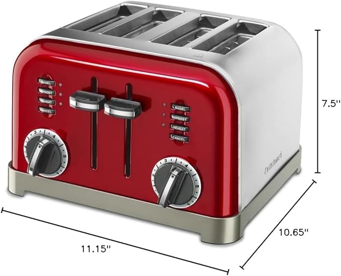 Cuisinart 4スライス メタルクラシックトースター (メタリックレッド)