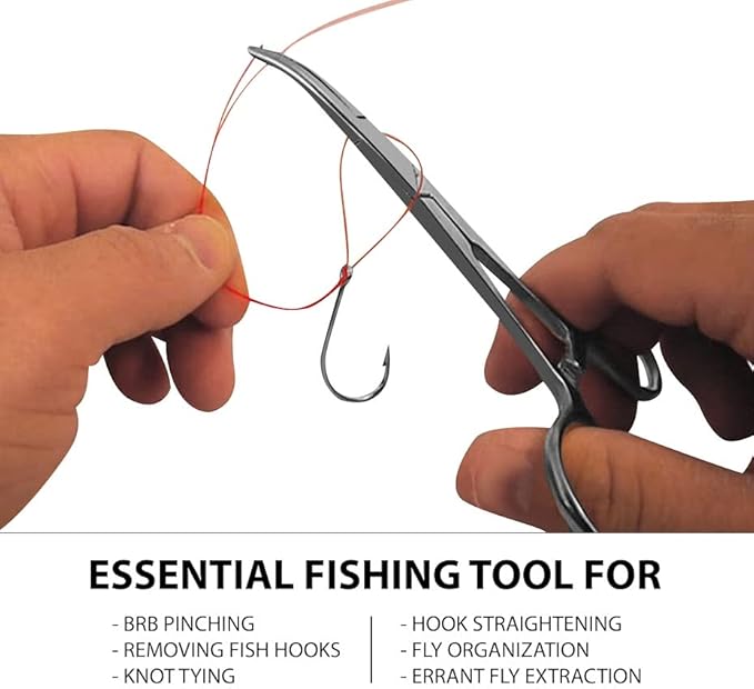 SURGICAL ONLINE Versatile Angling Tools with 2pc 5 Inch Fishing Forceps Set - Stainless Steel, Curved & Straight Hemostats, Serrated Jaws, Locking Mechanism, and Lightweight Design