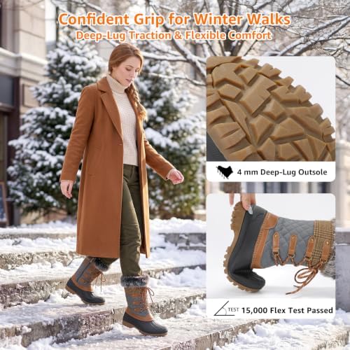 STQ Womens Winter Snow Boots, Waterproof Insulated Mid-Calf Duck Boots