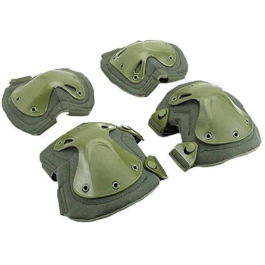 Military Tactical Knee Pad Elbow Pad Set Airsoft Knee Elbow Protective Pads Combat Paintball Skate Outdoor Sports Safety Guard Gear (X-Shape Green, M, 4pcs Set)