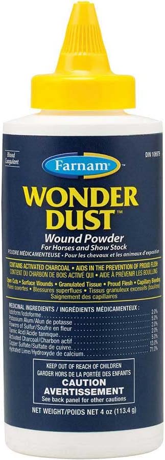 Farnam Wonder Dust Wound Powder, Blood Coagulant for Horses and Show Stock, for Use on Proud Flesh, Granulated Tissue, 4 Ounces (Pack of 3)