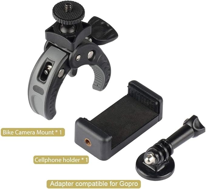 UTEBIT Camera Mount Clamp, Umbrella Clamp Motorcycle Camera Pole Mount Desk Holder Accessories, 360° Ballhead 1/4" Thread Holes with Phone Tripod Mount, Super Clamp for Gopro/DSLR/Stabilizer