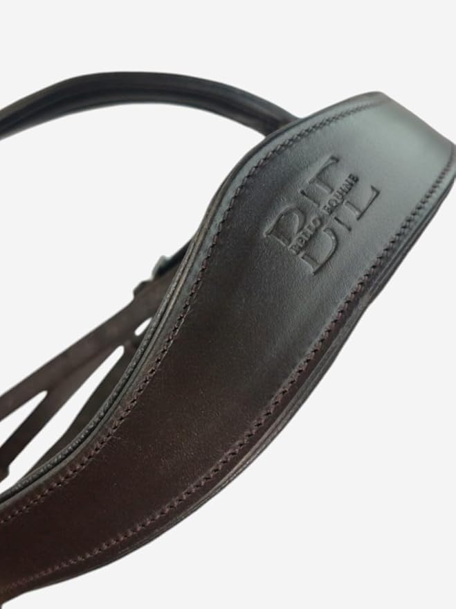 Braided Havana Brown Leather Bridle with Removable Flash – Padded Browband & Noseband – Horse Riding Bridle for Schooling & Show - Size Full