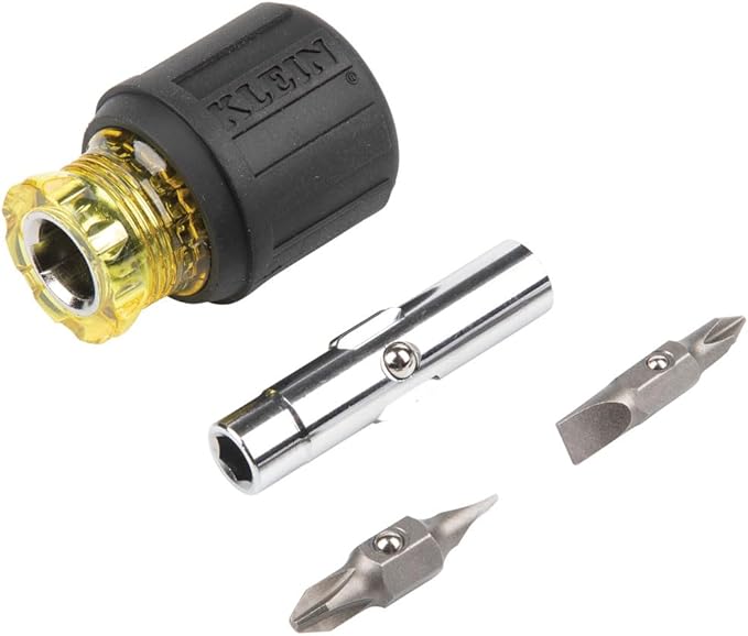 Klein Tools 80027 Screwdriver Set, 11-in-1 Multi-bit Screwdriver, 6-in-1 Stubby, Phillips, Slotted, Square, Torx Bits, 2-Piece