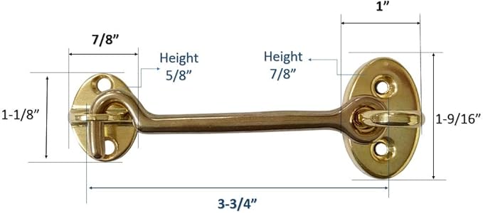 QCAA Heavier Duty Brass Door Hook Latch & Eye, 4", Vibrated Brass, 2 Pack