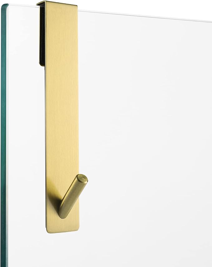 Simtive Extended Shower Door Hooks (7-Inch), Over Door Hooks for Bathroom Frameless Glass Shower Door, Towel Hooks, 3-Pack, Gold