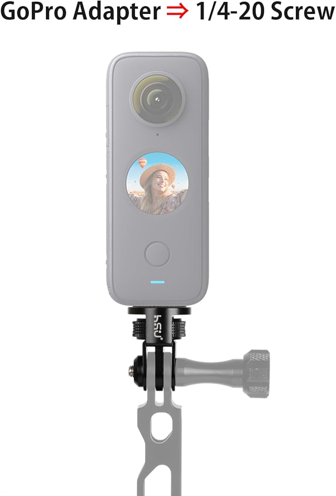 HSU Aluminum Tripod Mount Adapter, 1/4" 20 Mount for GoPro Hero 13/12/11/10/9/8/7 Insta360 X3/X2/X/RS/R and Other Cameras (Black)