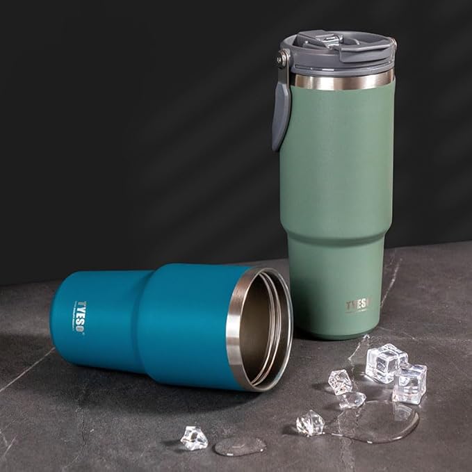 TYESO Tumbler with Handle,Tumbler with Straw, Vacuum Insulated Water Bottle,Double Wall Stainless Steel Coffee Cup Travel Mug Leak Proof Flip (Pink, 40oz)