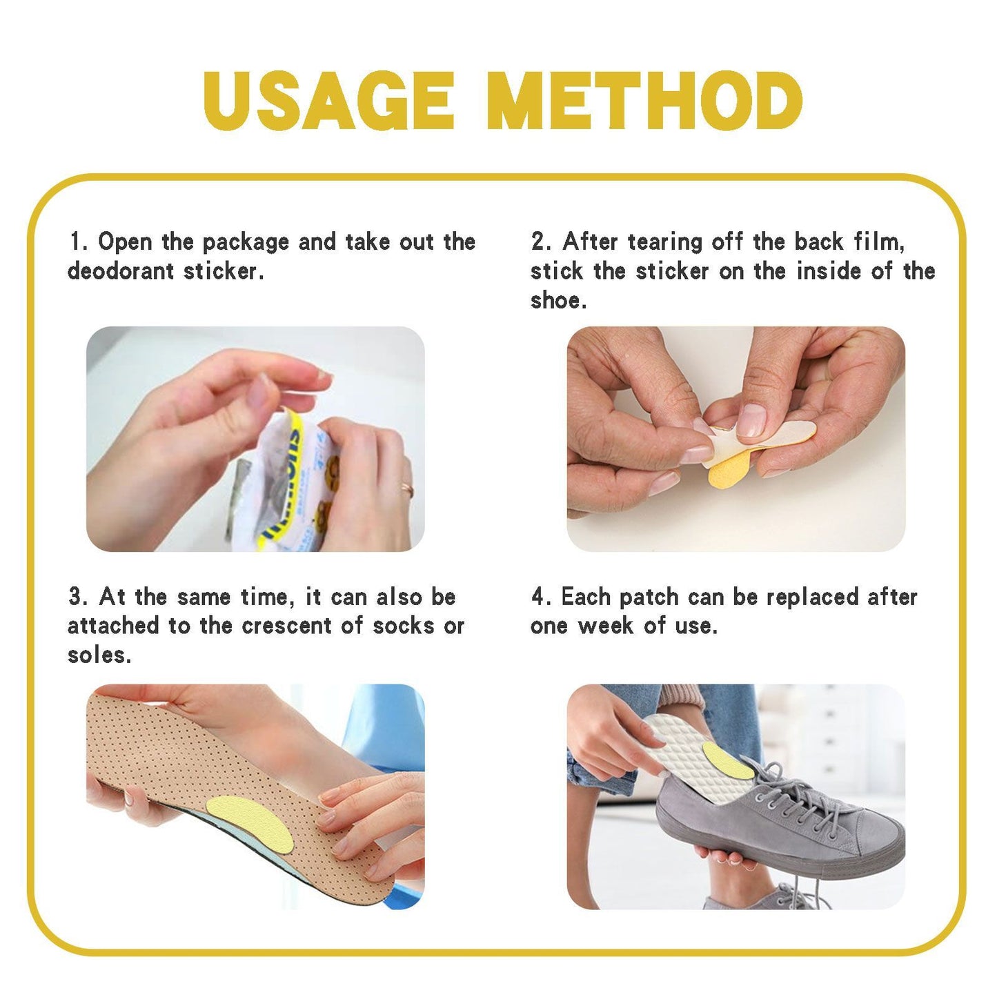 South Moon Shoe Deodorizing Sticker, Shoe Deodorizing, Odor Absorbing, Foot Sweat Absorbing Insole