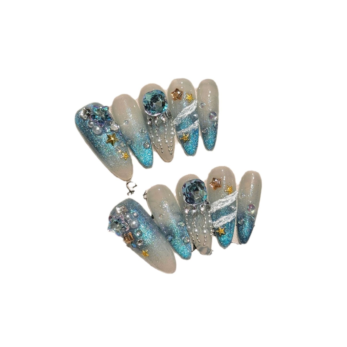 Angel Feather Haze Blue Gray Cat Eye Fairy Shiny Manicure