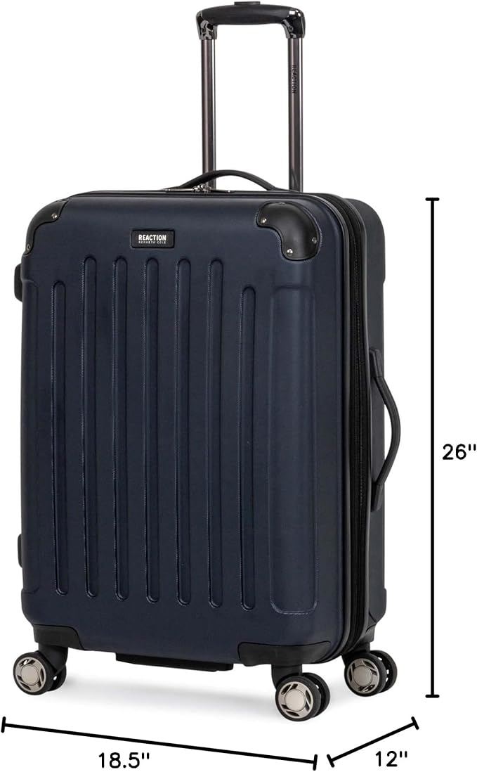 Kenneth Cole REACTION レネゲード 荷物拡張可能 8輪スピナー 軽量 ハードサイド スーツケース、ネイビーブルー、24インチ チェックイン