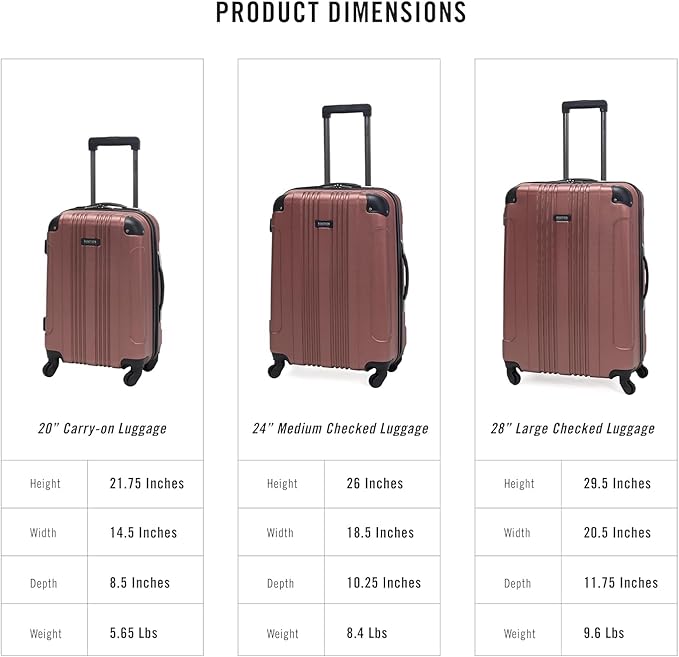 Kenneth Cole REACTION アウトオブバウンズ 軽量ハードシェル 4輪スピナーラゲージ ローズゴールド 20インチ機内持ち込み