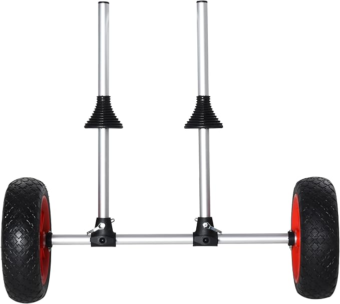 Soozier Kayak Cart, Trolley Trailer Kayak Wheels with Strong Aluminum Frame, Adjustable Width Crossbar, & Large Tires