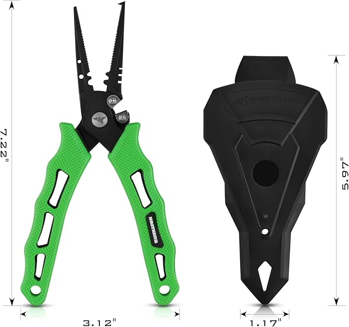 KastKing Cutthroat 7インチ スプリットリングプライヤー、420ステンレス製、海水対応、タングステンカーバイドカッター搭載