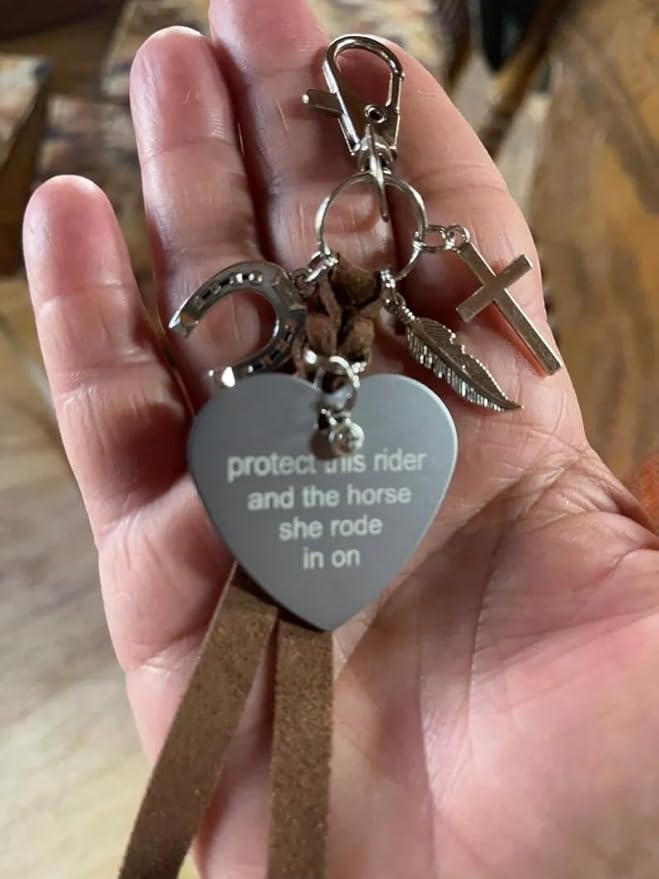 Protect This Rider and The Horse She Rode in On-Saddle Charm, Saddle Heart Charm, Equestrian Riding Gift,Horse Lovers Gifts