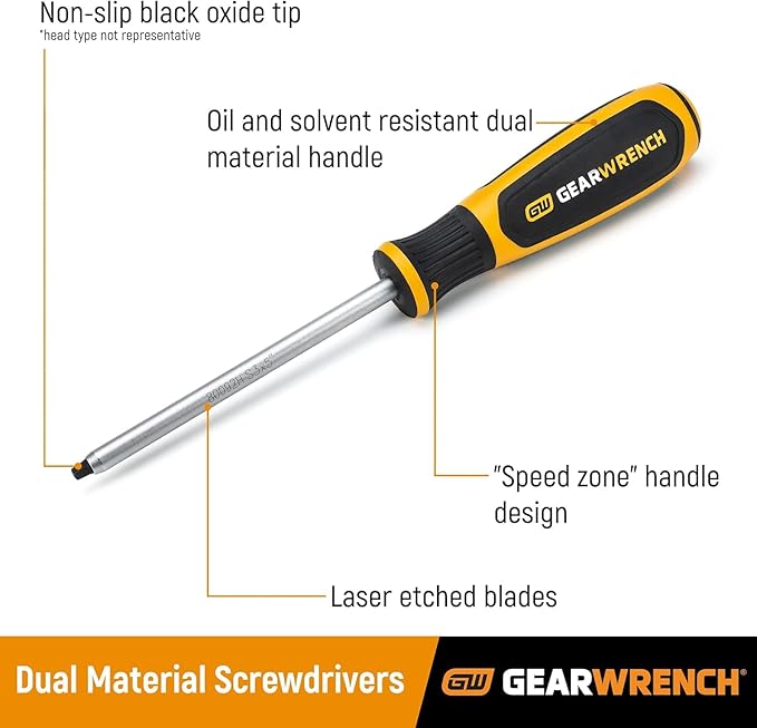 GEARWRENCH 12 Pc. Phillips/Slotted Dual Material Screwdriver Set - 80051H