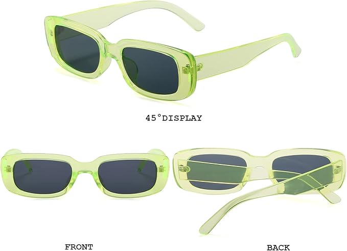 BUTABY Rectangle Sunglasses for Women Retro Driving Glasses 90’s Vintage Fashion Narrow Square Frame UV400 Protection