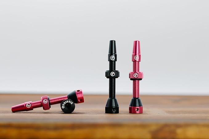 Thinvik Presta Tubeless Valve Stem 44/48/65/70/85mm,Super Light Alloy Presta Tubeless Valve Stem Kit for Tubeless Tires-2 Tubeless Valve Stem (with Aluminum Alloy Valve Cap) + Valve Core Removal Tool
