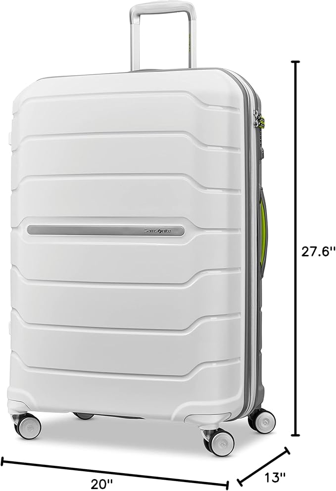 Samsonite Freeform 28インチ 大型スーツケース デュアル360°スピナーホイール - 受託手荷物 - TSAロック、航空会社承認 - 軽量耐久性ポリプロピレン拡張可能ハードシェル - ホワイト/グレー
