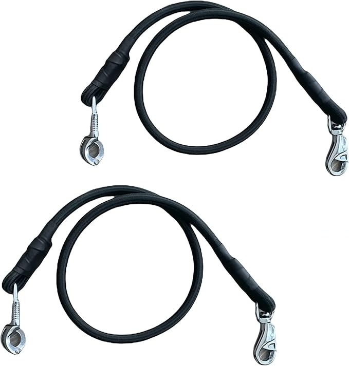 Majestic Ally Pack of 2, Bungee Trailer Tie for Horse Haulage with Panic Snap and Bull Snap - 36 Inch (Black)