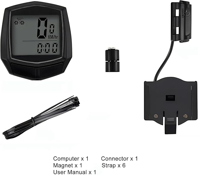 Bike Computer, Bike Speedometer and Bicycle Odometer Waterproof Cycling/Cycle Computer with LCD Display, Automatic Wake-Up, Multi-Functions for Road Bike MTB