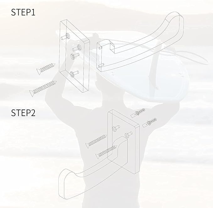 TWO STONES Surfboard Racks for The Wall, Surfboard Rack Hanger Works as a Shortboard, Skimboard & Longboard Hanger or Stand Indoor or Outdoor