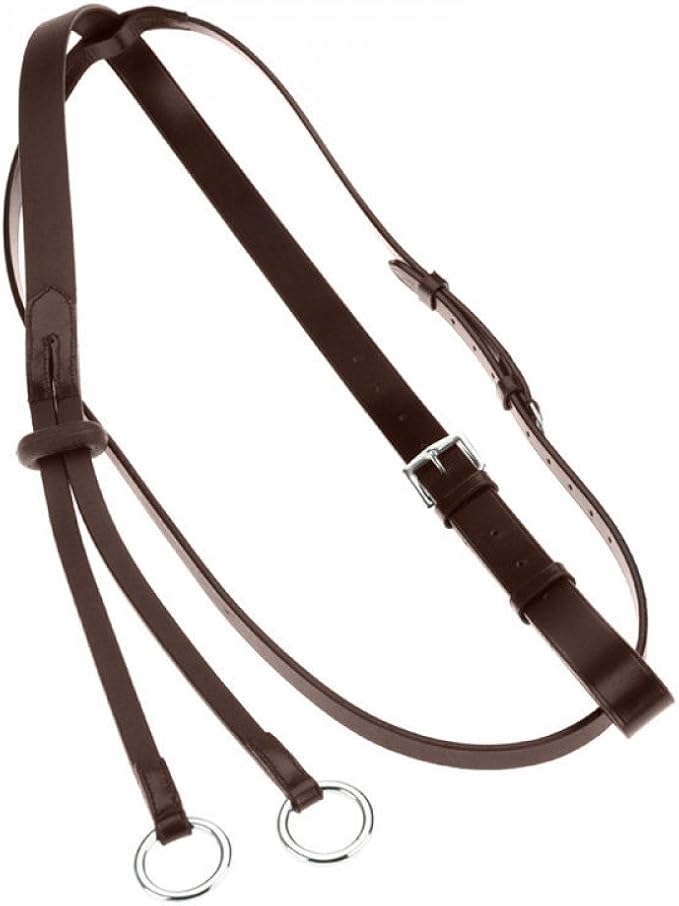 HORZE Adjustable Leather Running Martingale | Rubber Stopper Included - Dark Brown - Pony