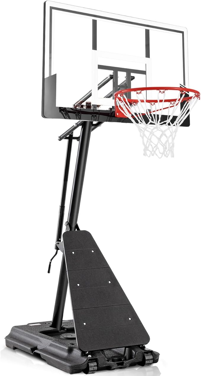 BACKYARD BLITZ Basketball Hoop, 44&48IN&54IN Backboard Portable Basketball Goal System, 10FT Hand-Crank Adjustable Basketball Hoops Outdoor