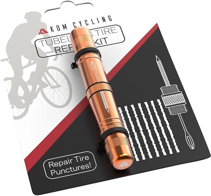 KOM Cycling Tubeless Tire Repair Kit for Bikes 8 Colors! Fixes Mountain Bike and Road Bicycle Tire Punctures