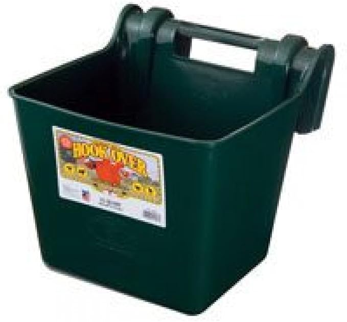 Little Giant® Plastic Hook Over Feeder | Mountable Livestock & Pet Feed Bucket | Horse Feed Bucket | Made in USA | 15 Quarts | Green
