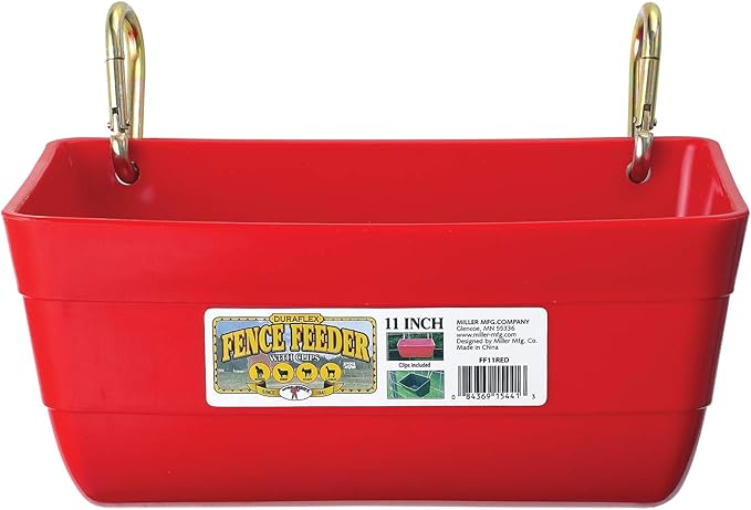 Little Giant® Plastic Fence Feeder | Clip On Pig Feeder | Mountable Feed Bucket | 4.5 Quarts | Red