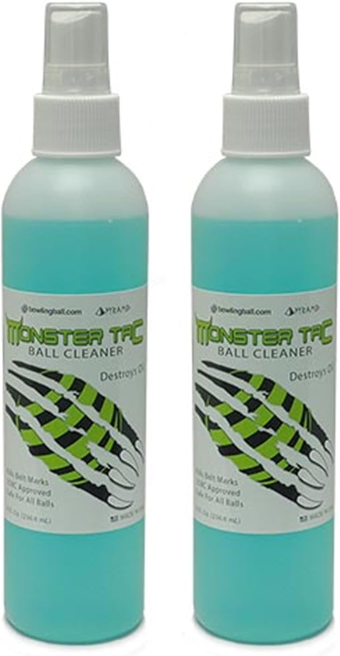 Pyramid bowlingball.com Monster Tac Bowling Ball Cleaner - Restores Tack & Hook, Removes Oil, Scuffs & Belt Marks from Reactive & Urethane Balls - USBC Approved - 4oz, 8oz, 32oz