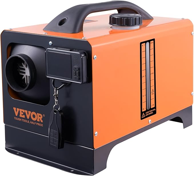 VEVOR Diesel Heater, 12V All-in-one Diesel Air Heater with Remote Control and LCD Display, 5L Fuel Tank Fast Heating Portable Diesel Parking Heater for RV, Truck, 8KW, Upgrade - APP Control, Orange