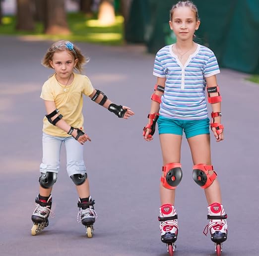 Cockchafer Kids and Youth Knee Elbow Wrist Guards Protective Gear Set for Skateboarding, Roller Skating, Inline Skating, Scooter Riding, BMX Biking (Black, Small)