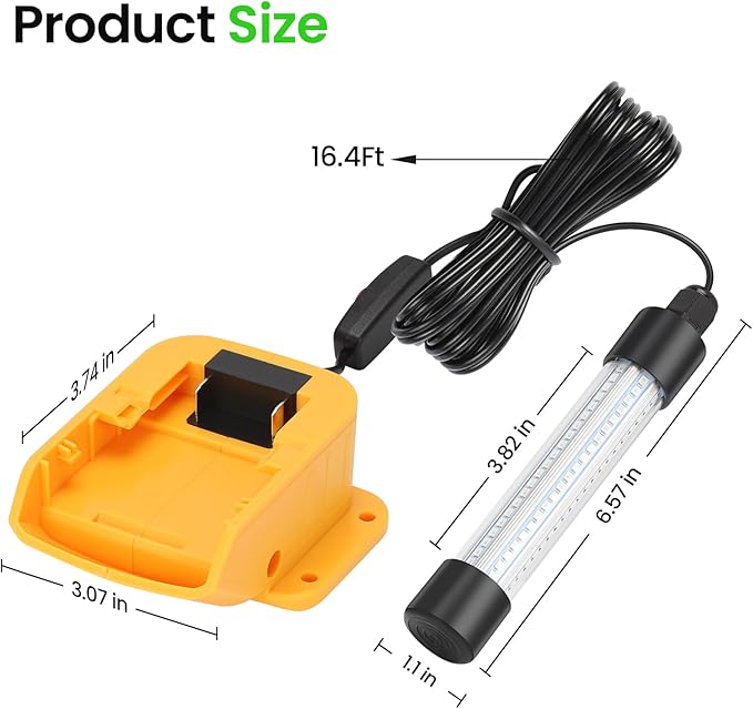 OLIBUY LED Underwater Green Fishing Light, 13W 1300 Lumens IP68 Rated Submersible Fishing Light Attractants for Night Fishing, Docks, Boats, Kayaks(No Battery)