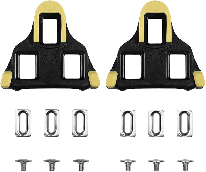 BV Bike Cleats Compatible with SPD-SL Pedal - Adjustable 6 Degree Float System for Ultimate Stability and Power Transfer - Durable Red Metal Cleats for Road and Indoor Cycling Shoes