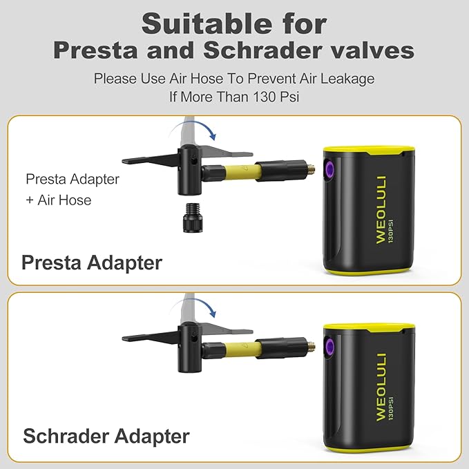 Bike Pump Electric, Mini Bicycle Pump 130 PSI Portable Cycling Pump with Digital Pressure Gauge & Auto Shut Off for Presta & Schrader Valves, Road MTB E-Bike