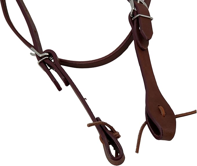 Western Horse Leather Headstall, Curb Bit Bridle, Latigo Leather Browband