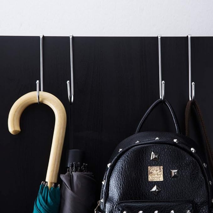 Over Door Hook Heavy Duty Hooks for Hanging - Single Hook Loads up to 50lbs for Kitchen, Bathroom, Bedroom and Office - Pack of 3