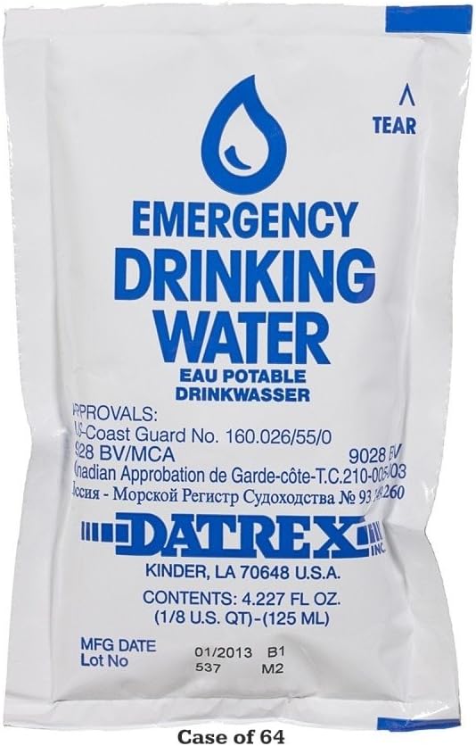 Datrex Water Pouches Case of 64-4 Ounce Pouches