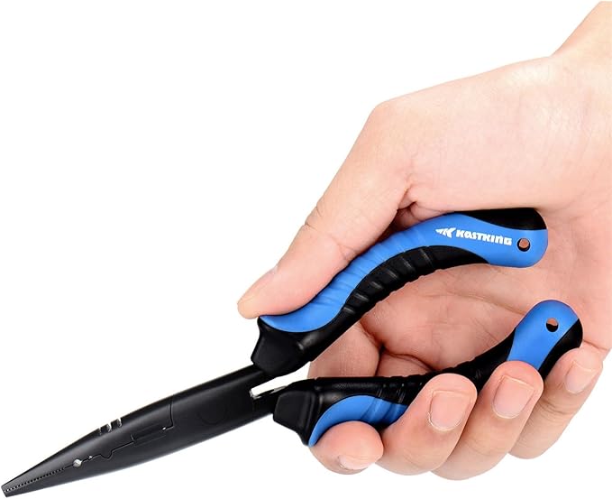 KastKing Intimidator Fishing Pliers, Corrosion Resistant Polymer Coated Fishing Tools, Tungsten Carbide Cutters, Saltwater Resistant Fishing Gear