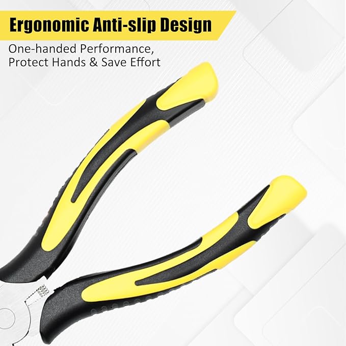Premium Long Needle Nose Pliers-6’’, Paper Clamp Precision, High Carbon Steel, Soft Grip with Wire Cutter, Long Nose Cutting Pliers for Home, Fishing, Jewelry, Crafts,2pcs