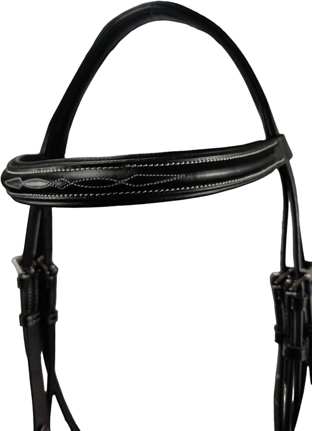 Hunter Bridle - Fancy Stitch with Removable Flash – Anatomical Padded Crown, Classic Hunter Style