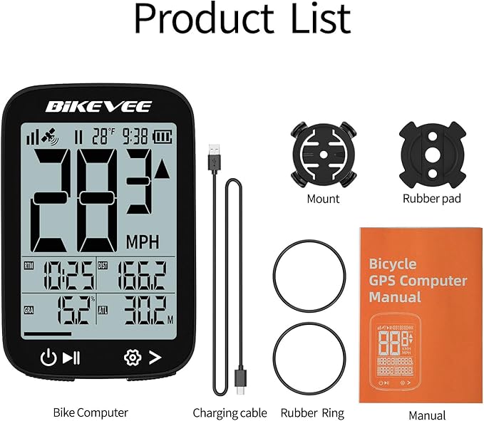 GPS Bike Computer Wireless Cycling Computer with Auto Backlight, Bicycle Speedometer Odometer, Waterproof GPS Speed Tracker for Road Mountain Bikes