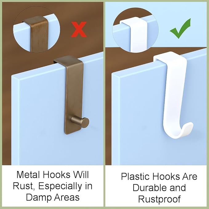 Dependable Industries inc. Essentials Over The Door Hooks – 4 Pack White Plastic Door Hangers for Towels, Clothes, Coats – 4.5" Closet Hooks Fit Up to 1.5" Doors – Bedroom, Bathroom, Dorm, Entryway