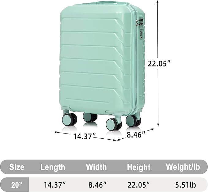 20 Inch ABS Hard Shell Travel Checked Luggage With Combination Lock, Blue