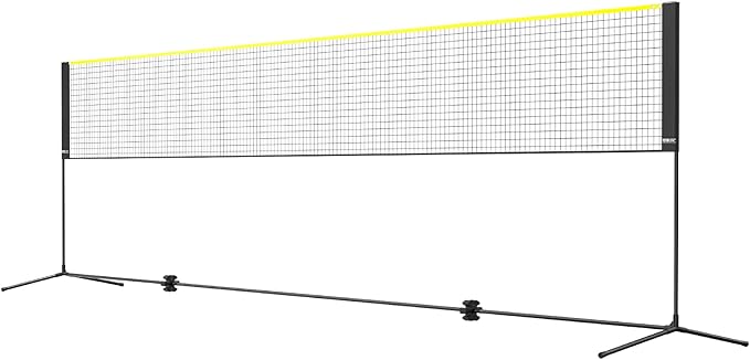VEVOR Badminton Net, Height Adjustable Volleyball Net, Wide Foldable Pickleball Net, Portable Easy Setup Tennis Net Set with Poles, Stand and Carry Bag, for Kids Backyard Game Indoor Outdoor Use