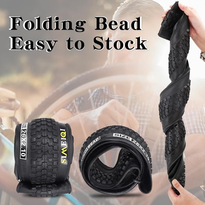 2 Pack 26x2.1 / 29x2.125 Bike Tires 3mm Anti-Puncture Layer with or Without 26x1.75/2,125 Inner Tubes for Mountain Trail City Bicycle Folading Replacement Tyres