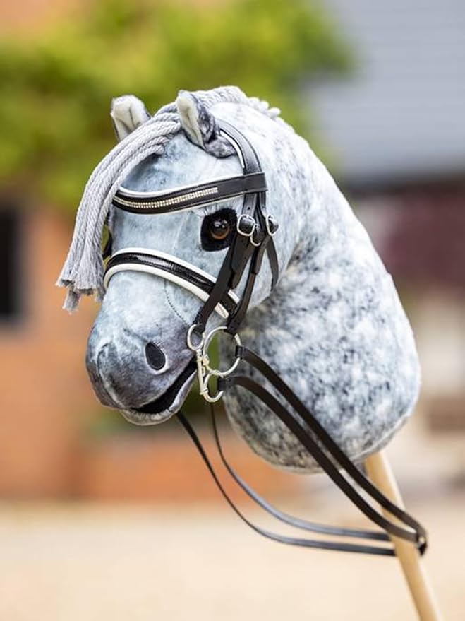 LeMieux Hobby Horse Double Bridle Black - Leather with Functional Buckes - Two Sets of Reins and Two Bits - Educational Toy - Suitable for Ages 8+